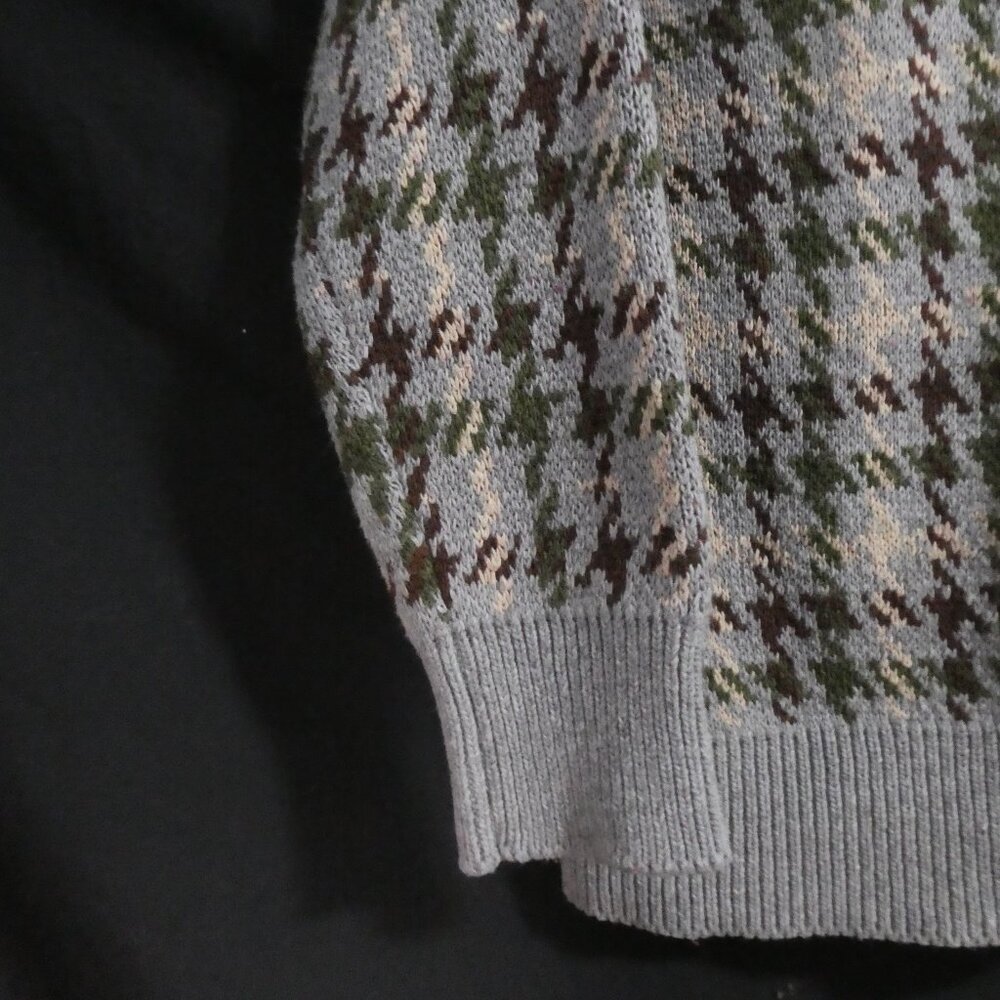 Heavy Wool Blend Houndstooth Button-Up Cardigan | xl - extra large | V-Neck - Picture 12 of 15